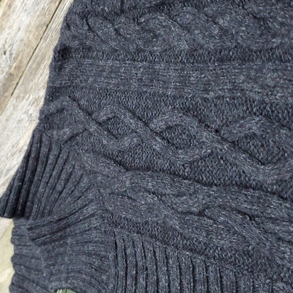 Eddie Bauer long sleeve 1 button extra long cable knit sweater gray XXL W-553 - Picture 6 of 9